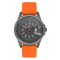 Relogio Analógico Masculino Daniel Klein DK.1.12752-5 Premium Gents / Pulseira de Silicone - Laranja/Preto