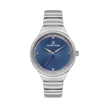 Relógio Analógico Feminino Daniel Klein Premium DK.1.12522-6 - Prata/Azul