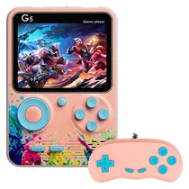 Console Portátil Game Box G5 de 3" com 500 Jogos - Rosa/Azul + Controle (Inglês/Chinês)