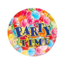 Pratos Descartaveis para Festa Party Time 10 Unidades 18 X 18 CM