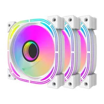Cooler Fan de Gabinete Kit com 3, Aigo Darkflash Inf 24 Pro, Argb 5V, Argb 3-Pinos/PWM 4-Pinos, 120MM, Sem Controlador, Branco