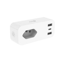 Adaptador de Tomada Inteligente 4LIFE Plug Pro FLP10A3UBR / Bluetooth / Wifi / 2X USB / 1X USB-C / 10A / 100V-240V ~ 50/ 60HZ - Branco