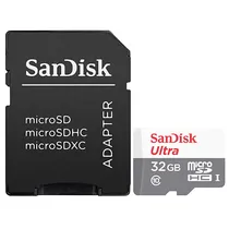 Cartão de Memória Micro SD de 32GB Sandisk Ultra SDSQUNR-032G-GN3MA - Branco/Cinza