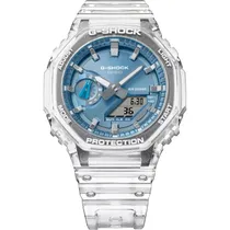 Relógio Casio G-Shock GA-2100BM-7A2DR Analógico/Digital Masculino - Branco Transparente/Azul Céu