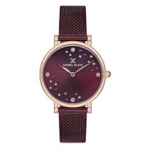 Relogio Analogico Feminino Daniel Klein DK.1.12758-7 Premium Ladies / Pulseira de Malha - Vinho/Rose Gold