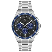 Relogio Analógico Masculino Daniel Klein DK.1.13972-4 Exclusive Gent / Pulseira de Aço Inoxidável - Prata/Preto/Azul