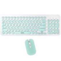 Kit Teclado Sem Fio Quanta QTKTM20 Espanhol + Mouse - Branco/Verde