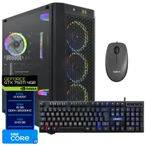 PC Montado Gamer Intel Core i3 3.7GHZ/ 16GB/ 240GB SSD/ VGA GTX750TI 4GB/ Mouse/ Teclado/ RGB/ Linux Preto