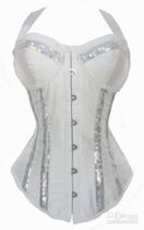 Corset Espartilho Icandy Beauty 661 Branco com Brilho s com Calcinha