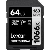 Cartão de Memória SD Lexar Professional 1066X 160-70 MB/s C10 U3 64 GB (LSD1066064G-Bnnnu)