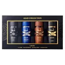 Kit de Perfume Lattafa Asad + Bourbom + Zanzibar + Elixir 25ML