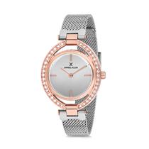 Relogio Analogico Feminino Daniel Klein Premium DK12194-4 - Prata e Rosa Ouro