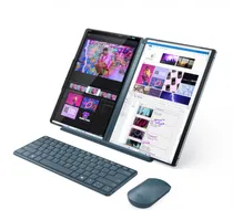 Notebook Lenovo Yoga Book 9 13IMU9 (83FF0000US), Intel Core Ultra 7 155U 1.2GHZ (4.80GHZ), Ai Boost, 16GB Ram, 1TB SSD, 2X Tela 13.3" Touch 360° 2.8K Wqxga+ (2880X1800) Oled, Windows 11 Home Copilot + PC, Inglês, Tidal Teal, Mouse + Folio + Pen