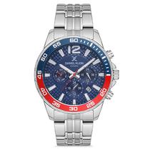 Relogio Analogico Masculino Daniel Klein DK.1.12675-2 Exclusive Gents / Pulseira de Aco Inoxidavel - Prata/Vermelho/Azul