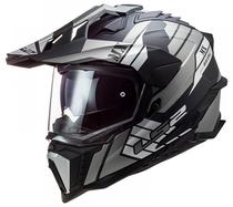 Capacete para Moto LS2 Racing Explorer Plus MX701 - Tamanho M (57-58) - Cinza/ Preto