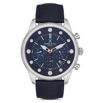 Relogio Analogico Masculino Daniel Klein DK.1.12723-2 Exclusive Gents / Pulseira de Couro Genuino - Azul Marinho/Prata