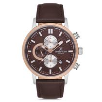 Relogio Analogico Masculino Daniel Klein DK.1.12707-6 Exclusive Gents / Pulseira de Couro Genuino - Marrom/Rose Gold