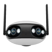 Camera de Segurança Externa Inteligente Panoramica Security WX-400-F2BW Smart Wifi / Dual Lens / 4K / 180° / Microfone / Alarma / Detecção Humana / Visao Noturna / App Icsee - Branco/ Preto