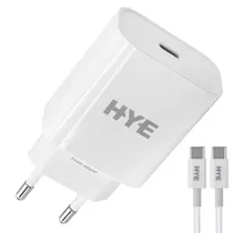 Carregador Tomada Hye HYEC180CC USB-C / 20W - Branco + Cabo USB-C / USB-C
