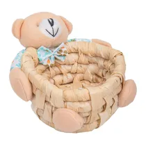 Cesta de Páscoa com Ursinho 10X9X6CM - Floral Azul
