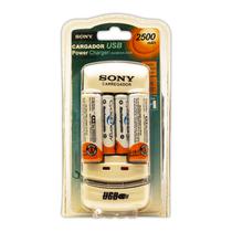 Kit Carregador de Pilhas Sony BCG-423AE2AA / 2500MAH / com Pilha Incluida (2 Pilhas AA e 2 Pilha AAA ) / para Pilha AAA e AA / Bivolt - Branco