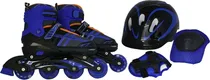 Patins Fei Bao HG25007 Kit Capacete, Joelheira e Cotoveleira - Azul