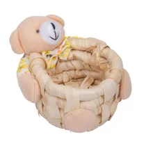 Cesta de Páscoa com Ursinho 10X9X6CM - Floral Amarelo