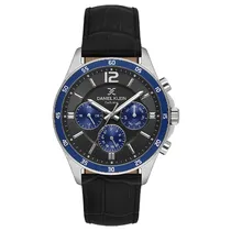 Relogio Analógico Masculino Daniel Klein DK.1.13973-4 Exclusive Gent / Pulseira de Couro - Preto/Prata/Azul