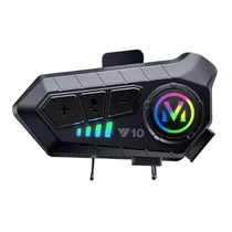 Intercomunicador para Moto / Fone de Ouvido para Capacete Sem Fio Y10 com LED RGB / USB-C - Preto