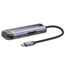 Hub USB-C 3.1 Mcdodo HU-7740 6 Portas / HDMI / 2 USB 3.0 / SD / TF / USB-C Femea - Cinza