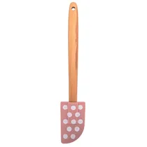 Espátula de Silicone com Cabo de Madeira - Rosa Pastel