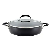 Frigideira Kitchenaid 84810 Antiaderente Tripla Camada Indução 4.7L Tampa Vidro 34CM Preto Onix