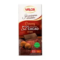 Chocolate Sin Azúcar Valor 52% Cacao Con Crema de Trufa 100G