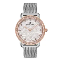 Relógio Analógico Feminino Daniel Klein DK.1.12730-6 Premium Ladies / Pulseira de Malha - Prata/Rose Gold