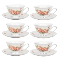 Jogo CHá Porcelana 12Pçs (6 XíC./Pires) Flores