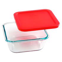 Pyrex ST Plus 4-Cup Cuad c/Tapa Rojo