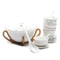 Juego de Sopa de Porcelana de Bambu Con Soporte, 22 Piezas