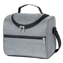 Bolsa Térmica com Fecho e Alças - Cinza com Preto