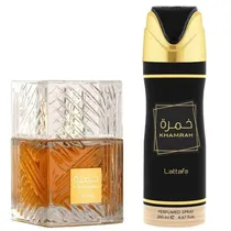 Kit Perfume Lattafa Khamrah 100ML + Deo 200ML Masculino