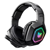Fone BT c/Mic Onikuma B100 Wireless RGB 2.4G Black USB/P2