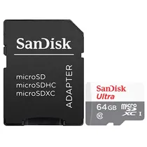 Cartão de Memória Micro SD de 64GB Sandisk Ultra SDSQUNR-064G-GN3MA - Branco/Cinza