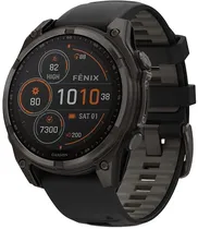 Relógio GPS Garmin Fenix 8 47MM Solar Sapphire 010-02906-10 - Carbon Gray DLC Titanium