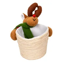 Cesta de Natal com Rena 10X8X8CM - Vermelha/Verde