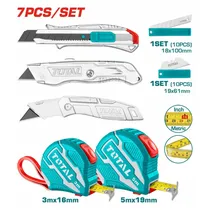 Kit de Fita Métrica e Facas Multiuso Total 7Pçs