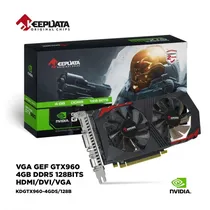 Placa de Video Keepdata 4GB Nvidia Geforce GTX960 GDDR5 KDGTX960-4GD5 128BITS 1020MHZ HDMI, DVI, VGA(D-Sub)