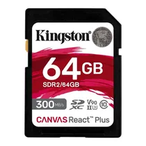 Cartao de Memoria SD Kingston Canvas React Plus U3 C10 V90 64GB - SDR2/64GB