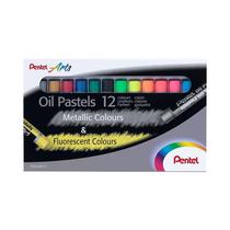 Tizas Pentel Arts Oil Pastels Metallic Y Fluorescent Colours PHN-MF12 12 Unidades