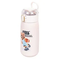 Garrafa Térmica com Bico e Design Urso Esportista 400ML - Branco