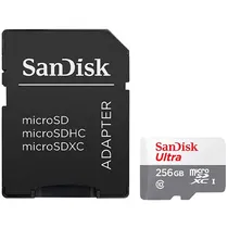 Cartão de Memória Micro SD de 256GB Sandisk Ultra SDSQUNR-256G-GN6TA - Branco/Cinza