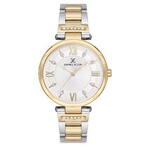 Relogio Analogico Feminino Daniel Klein DK.1.12712-6 Premium Ladies / Pulseira de Aco Inoxidavel - Prata/Dourado